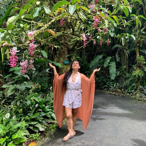 Floral Flower Romper Shortsie Halter Backless Tie-Waist - Picture 2 of 5